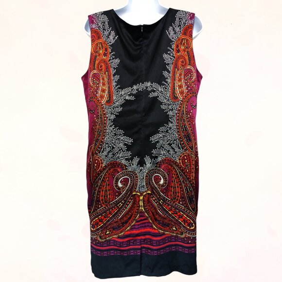 Dana Buchman Women Paisley Floral Print Lined Sleeveless Slit Midi Dress Size 14 - Picture 4 of 12